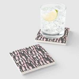 Posavasos De Piedra Gotear Negro Rosa