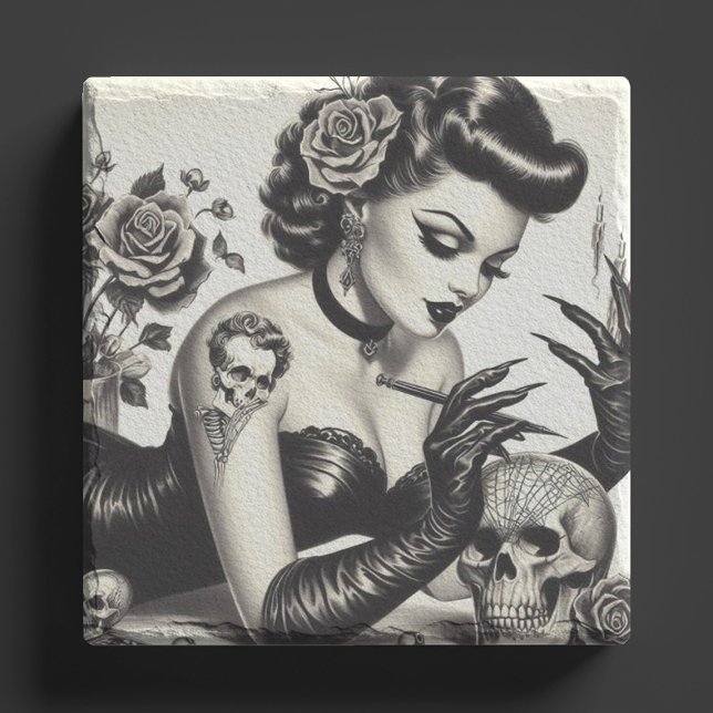 Posavasos De Piedra Gótico retro tatuado Pin-up (Subido por el creador)