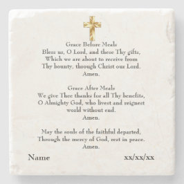 Posavasos De Piedra Gracia antes de comer regalo católico personalizad