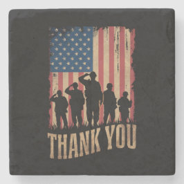 Posavasos De Piedra Gracias Día de los Veteranos Bandera Americana Vin
