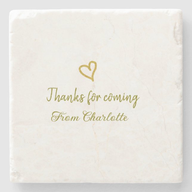 Posavasos De Piedra gracias por venir añadir nombre mensaje de texto d (Anverso)