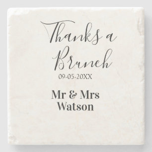 Posavasos De Piedra Gracias un brunch post boda nombre fecha simple