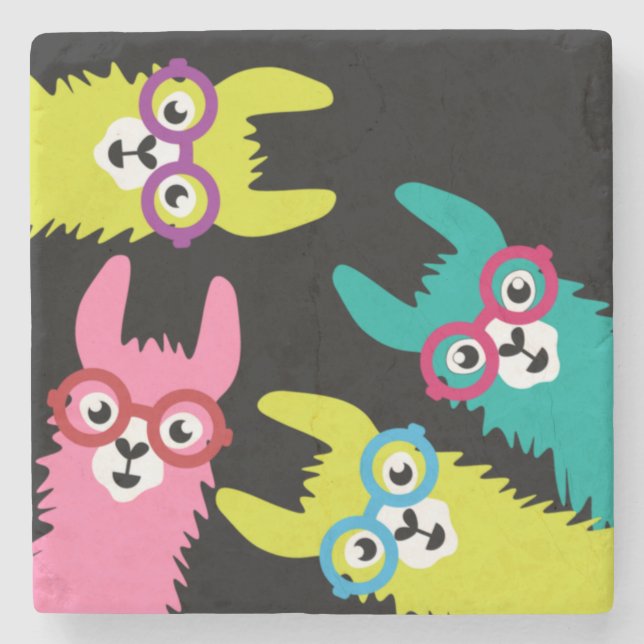 Posavasos De Piedra Graciosa Llama Colorful Camelid (Anverso)