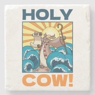 Posavasos De Piedra ¡Graciosa vaca Santa! Personalizado de animales de