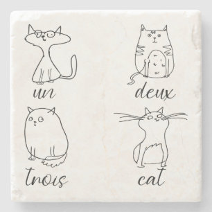 Posavasos De Piedra Gracioso Cat Un Deux Trois