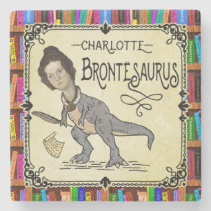 Posavasos De Piedra Gracioso Charlotte Bronte Saurus Lector de Libros 