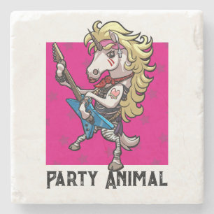 Posavasos De Piedra Gracioso Fiesta unicornio Animal Glam Rocker Perso