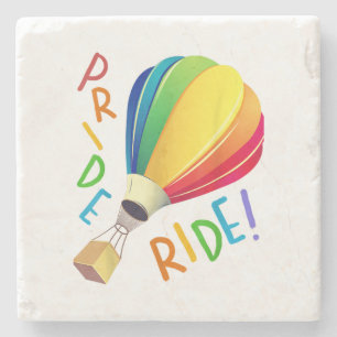 Posavasos De Piedra Gracioso orgullo gay en globo aerostático con glob