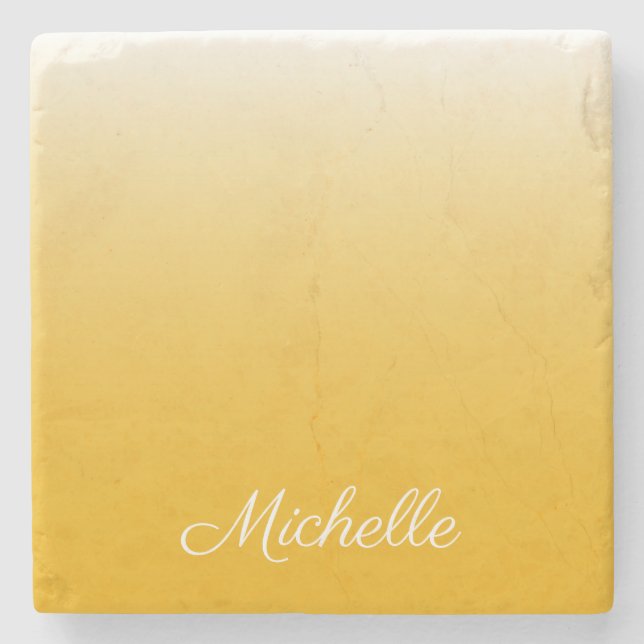 Posavasos De Piedra Gradiente personalizado amarillo oscuro (Anverso)