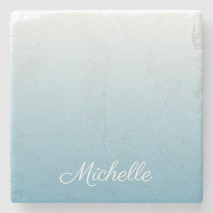 Posavasos De Piedra Gradiente personalizado de color azul angelado