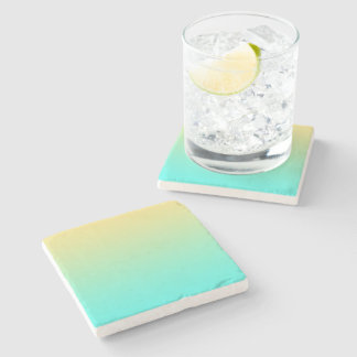 Posavasos De Piedra Gradiente Simple Amarillo Pastel Turquesa