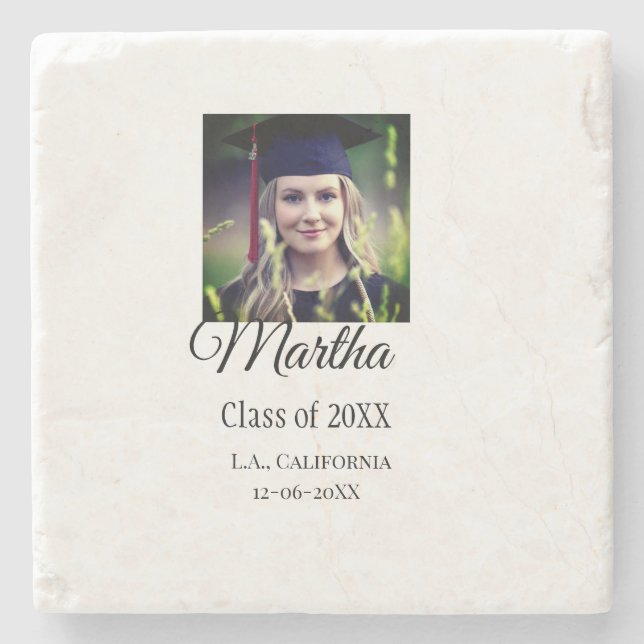 Posavasos De Piedra Graduación felicitaciones añadir nombre foto ciuda (Anverso)