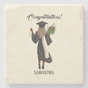 Posavasos De Piedra Graduación personalizada de acuarela (10)