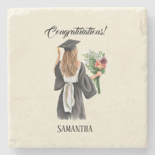 Posavasos De Piedra Graduación personalizada de acuarela (12)