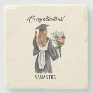 Posavasos De Piedra Graduación personalizada de acuarela (13)