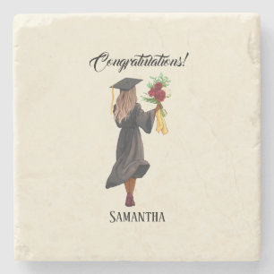 Posavasos De Piedra Graduación personalizada de acuarela (5)