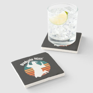 Posavasos De Piedra Graduado de Graduación Retro Saltando por Alegría