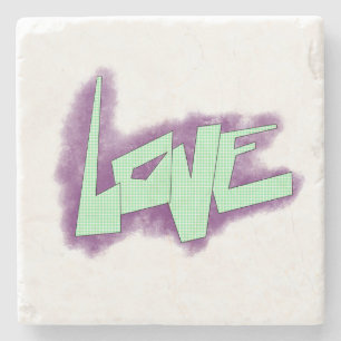 Posavasos De Piedra graffiti de amor morado verde menta tipografía pun