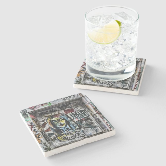 Posavasos De Piedra Graffiti Guay Modern Urban Street Art (Lateral)