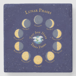 Posavasos De Piedra Gráfica Astronomía de Fases Lunares Whimsicales de