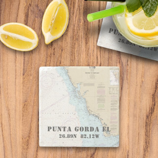 Posavasos De Piedra Gráfico 🌊 auténtica carta náutica del suroeste de (Southwest Florida 🌊 Authentic Nautical Chart Stone Coaster
)