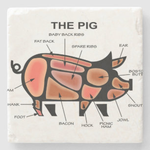 Posavasos De Piedra Gráfico de carnicería de cerdo