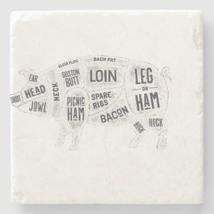 Posavasos De Piedra Gráfico de carnicería de cerdo