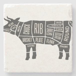 Posavasos De Piedra Gráfico de carnicería de vaca