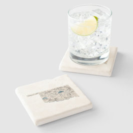 Posavasos De Piedra Gráfico de estado vintage del mapa de imágenes de