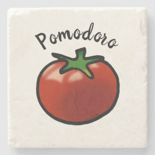 Posavasos De Piedra Gráfico de Tomate Italiano Pomodoro Rústico