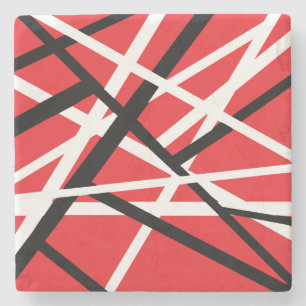 Posavasos De Piedra gráfico rojo, negro y blanco