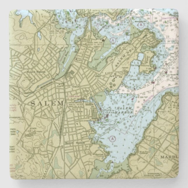 Posavasos De Piedra Gráfico Salem Massachusetts (Anverso)