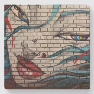 Posavasos De Piedra Grafiti de chica asiática