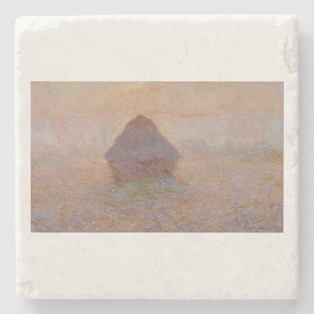 Posavasos De Piedra Grainstack de Claude Monet, Sun in the Mist (1891) (Anverso)