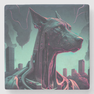 Posavasos De Piedra Gran danés futurista El compañero robótico