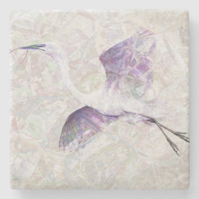 Posavasos De Piedra Gran Egret Digital Art Stone Coaster (Anverso)