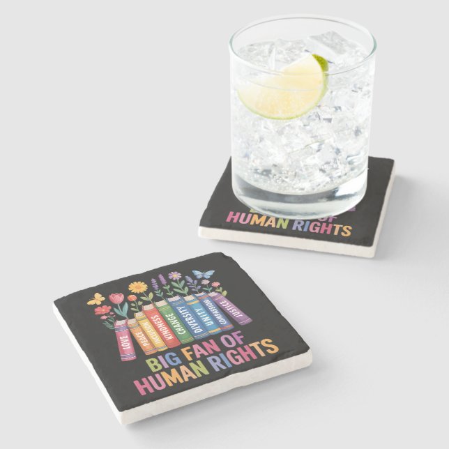 Posavasos De Piedra Gran fan de los derechos humanos  (Lateral)