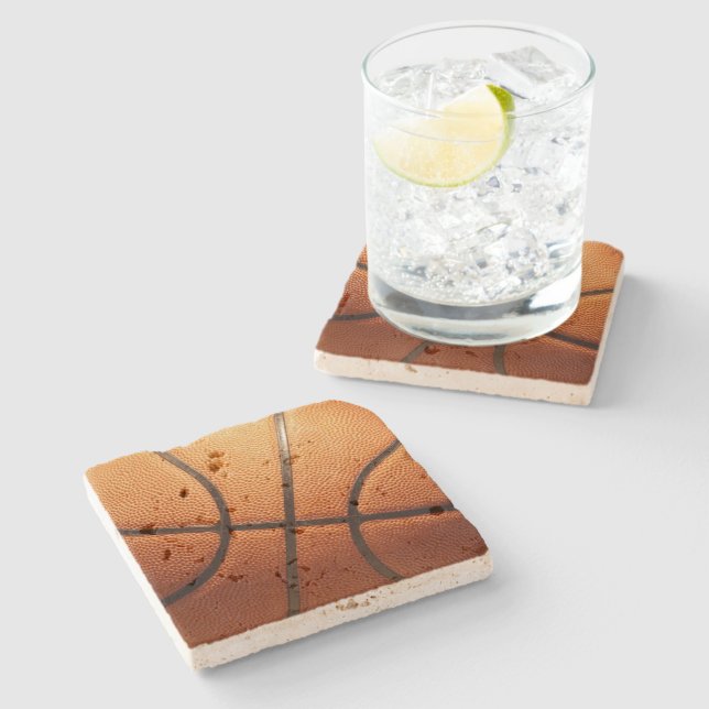 Posavasos De Piedra Gran Naranja de baloncesto, (Lateral)