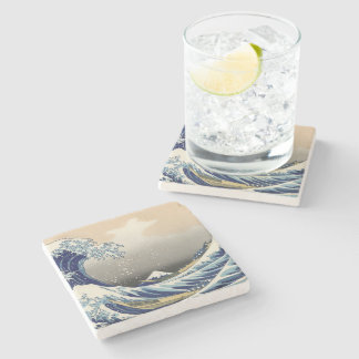 Posavasos De Piedra Gran Ola frente a Kanagawa y Monte Fuji Mar de Jap