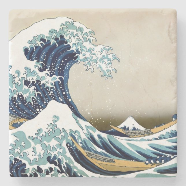 Posavasos De Piedra Gran onda restaurada de Kanagawa por Hokusai (Anverso)