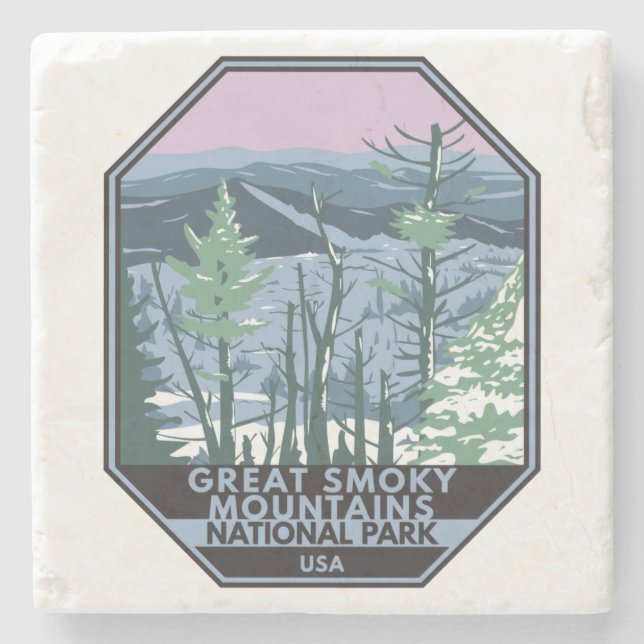 Posavasos De Piedra Gran Parque Nacional de Montañas Smoky Retro (Anverso)