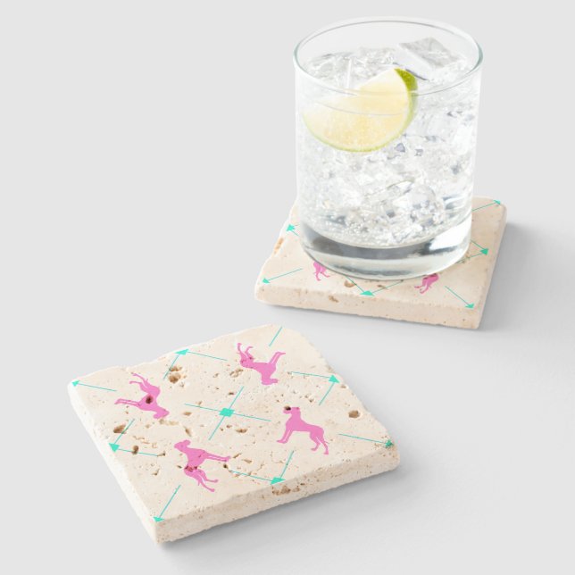Posavasos De Piedra Gran Patrón de Danés Soporte de Vaso (Lateral)