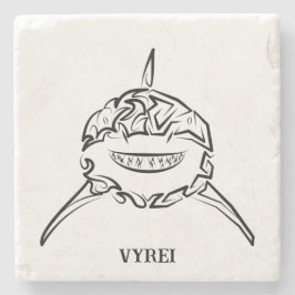 Posavasos De Piedra Gran tiburón blanco y negro tribal