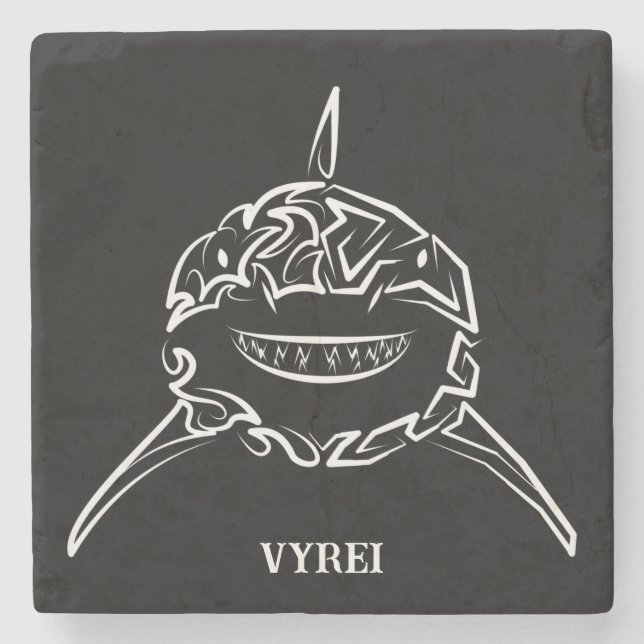 Posavasos De Piedra Gran tiburón blanco y negro tribal (Anverso)