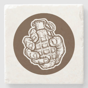 Posavasos De Piedra Granada De Mano Al Estilo De Los Comics