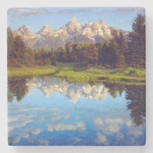 Posavasos De Piedra Grand Tetons reflejados en el río Snake
