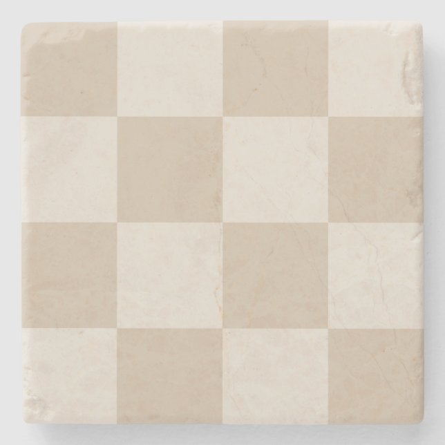 Posavasos De Piedra Grandes cuadros beige (Anverso)