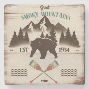 Posavasos De Piedra Grandes montañas humeantes, oso TN