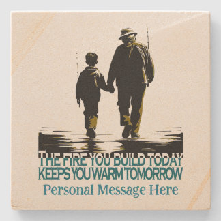 Posavasos De Piedra Grandfather and Grandson Headed for Fishing