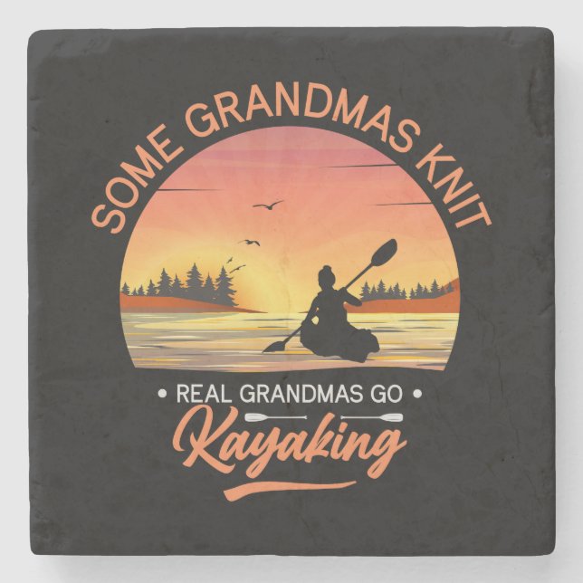 Posavasos De Piedra Grandma Kayaking (Anverso)